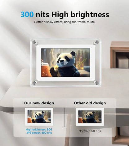Lucidframe Acrylic Digital Photo Frame | Portable IPS Display With A Built In Battery Power