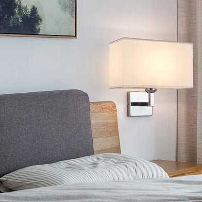 Wall Lamp With Reading Light | Fabric Shade E27 Bedside Sconce With A Flexible LED Reading Arm