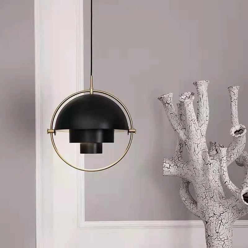 Modern Nordic Pendant Light | Sculptural Layered Metal Suspension Lamp In Three Metal Finishes
