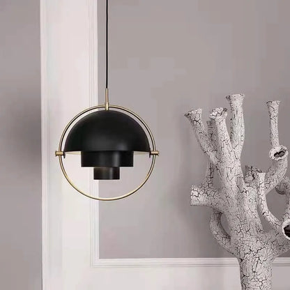 Modern Nordic Pendant Light | Sculptural Layered Metal Suspension Lamp In Three Metal Finishes