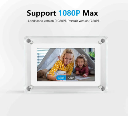 Lucidframe Acrylic Digital Photo Frame | Portable IPS Display With A Built In Battery Power