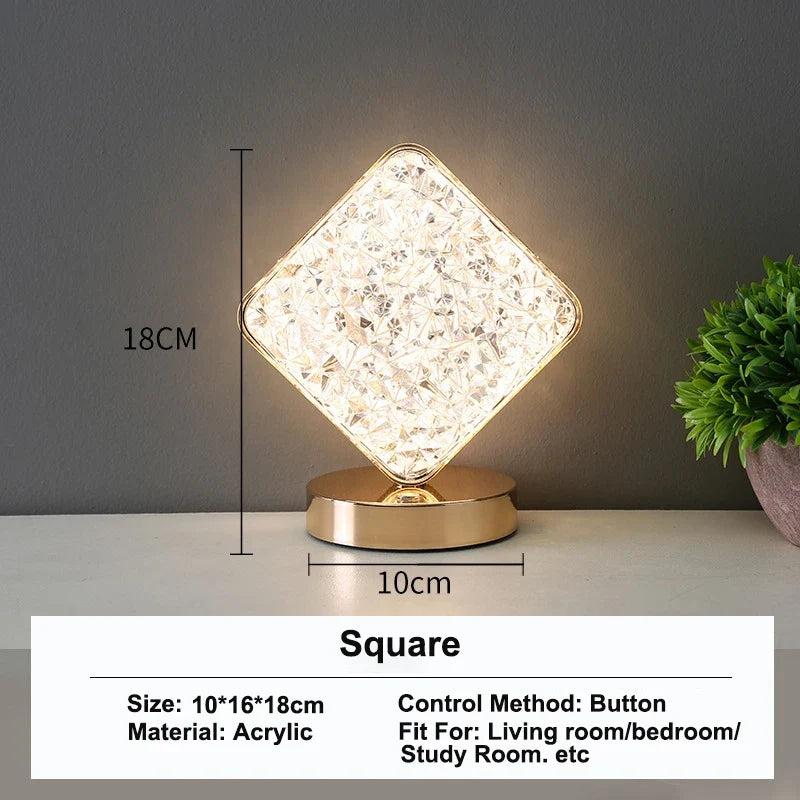 Astrelle 3D Crystal LED Night Light | Rechargeable Touch Dimming Lamp For Bedsides and Shelves