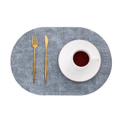 Slatelay Oval Faux Leather Placemats | Heat Resistant and Non Slip Table Mats For Dining Tables