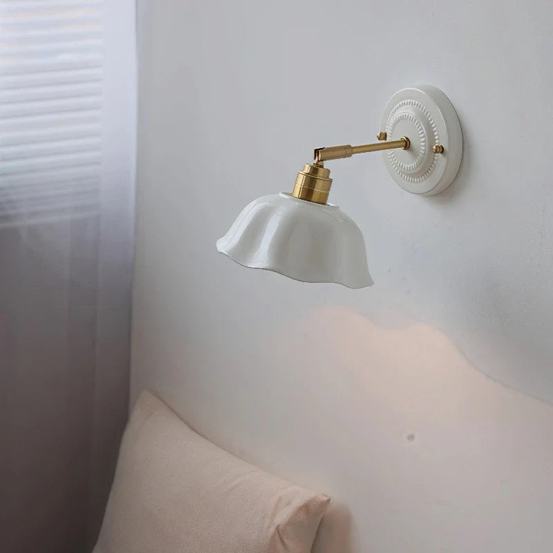 Nordic Cream Ceramic Wall Lamp | Vintage Style Sconce For Bedrooms, Halls and Landing Walls