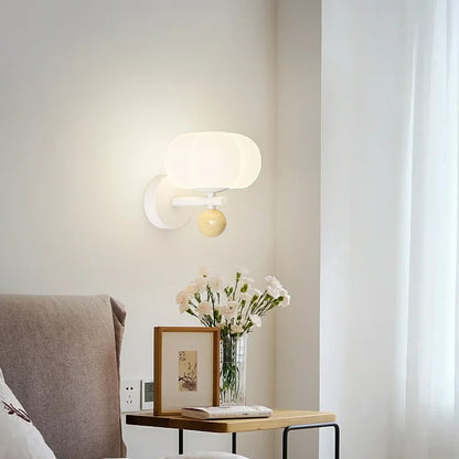 Nordic Pumpkin Wall Lamp | Modern Frosted Glass and Metal Sconce In Three Bold Shade Colours