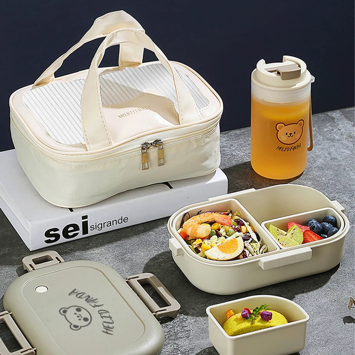 Crispcase Portable Bento Lunch Box | Leak Proof 3 Compartment Food Container For Work Lunches