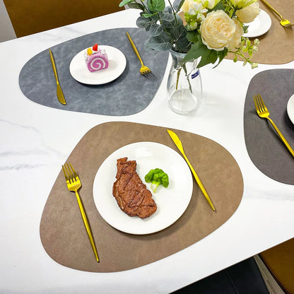 Fjordlay Double Sided Faux Leather Placemats | Non Slip and Heat Resistant Table Mats For Glass