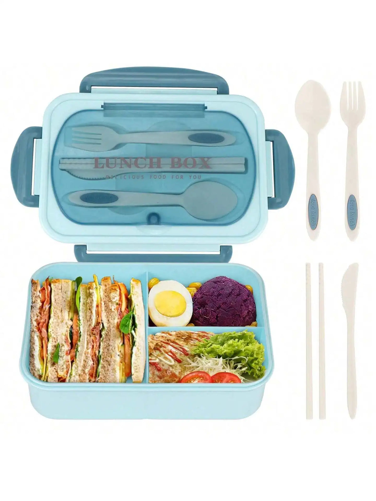 Noonbox Bento Lunch Box With Utensils | 4 Compartment Leak Proof Food Container For Meal Prep