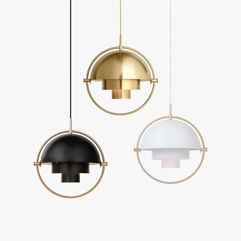 Modern Nordic Pendant Light | Sculptural Layered Metal Suspension Lamp In Three Metal Finishes