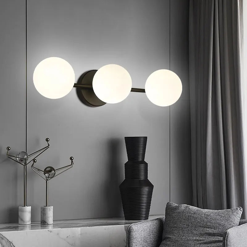 Nordic Glass Ball Wall Light | Triple Globe Wall Sconce For Bathrooms, Hallways and Bedrooms