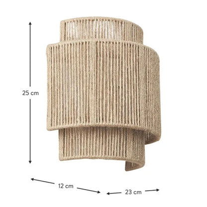 Wovenlume Handwoven Rattan Wall Lamp | Natural Woven Sconce For Bedrooms, Halls and Landings
