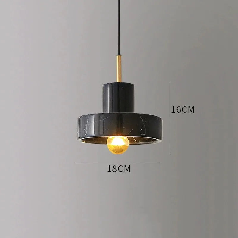 Marble Pendant Lamp | Natural Stone Postmodern Design In Black, Dark Green or White Marble