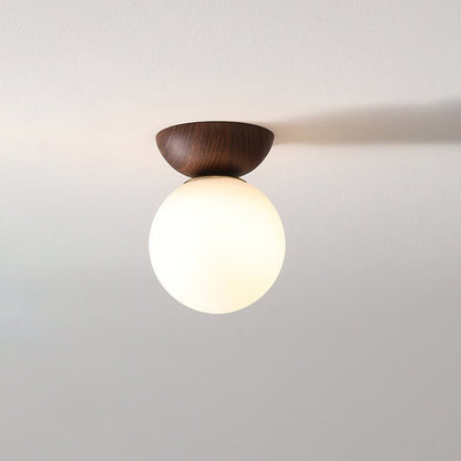 Japanese Style Ceiling Light | Minimal Wood and Frosted Glass Design In Ceiling or Pendant Form