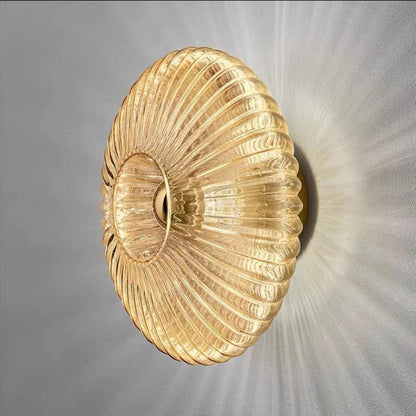 Nordic Vintage Glass Wall Sconce | Striped Round Disc Light For Hallways and Bedroom Walls