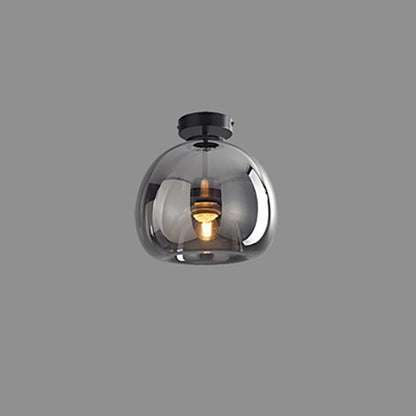 Nordic Glass Ball Ceiling Light | Semi Flush Mount In Smoke Grey or Amber Tinted Glass Shades