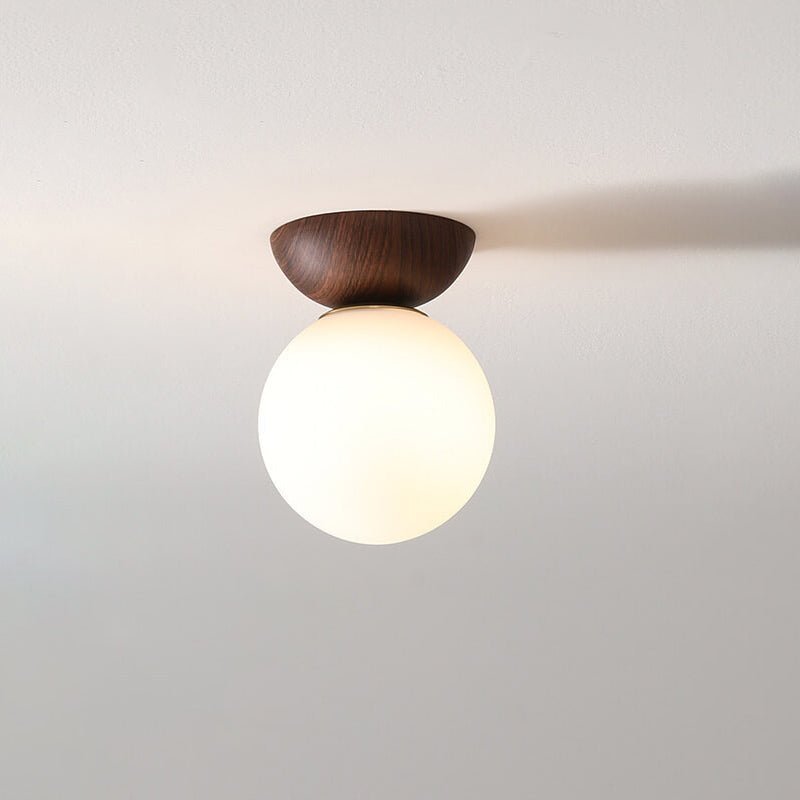 Japanese Style Ceiling Light | Minimal Wood and Frosted Glass Design In Ceiling or Pendant Form