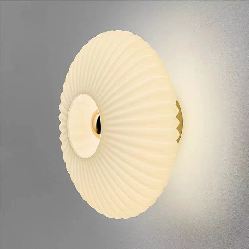 Nordic Vintage Glass Wall Sconce | Striped Round Disc Light For Hallways and Bedroom Walls