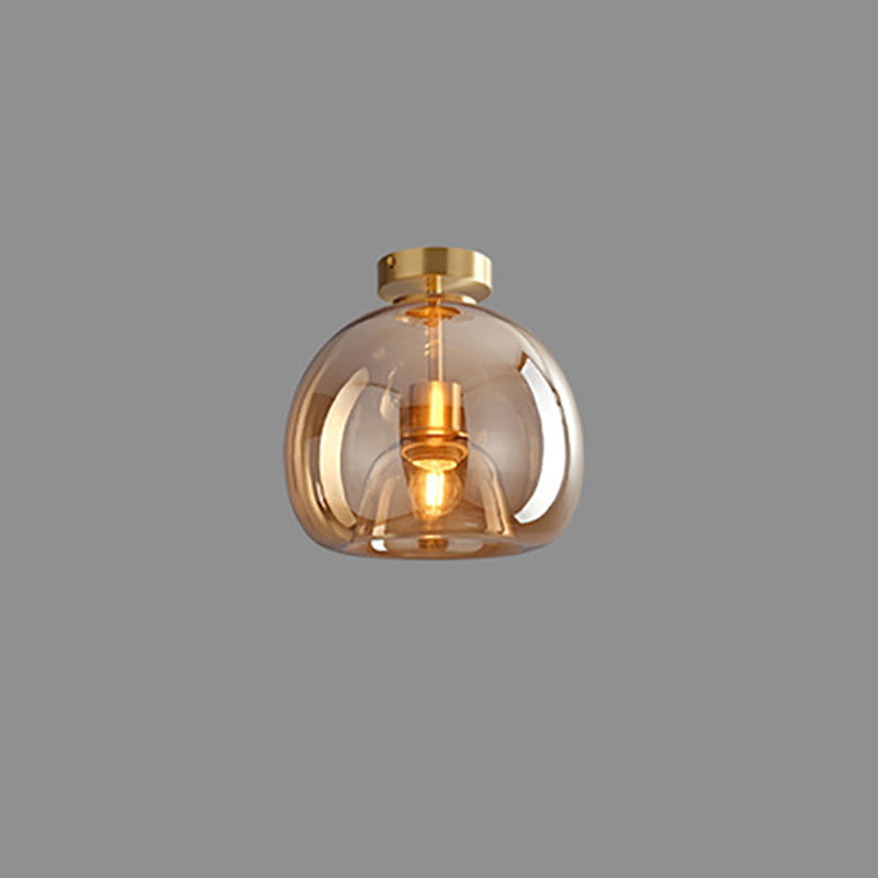 Nordic Glass Ball Ceiling Light | Semi Flush Mount In Smoke Grey or Amber Tinted Glass Shades