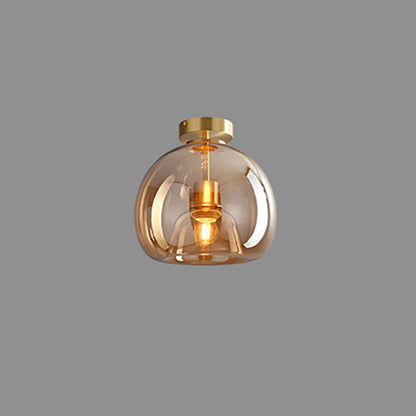 Nordic Glass Ball Ceiling Light | Semi Flush Mount In Smoke Grey or Amber Tinted Glass Shades