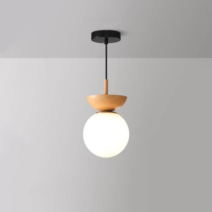 Japanese Style Ceiling Light | Minimal Wood and Frosted Glass Design In Ceiling or Pendant Form