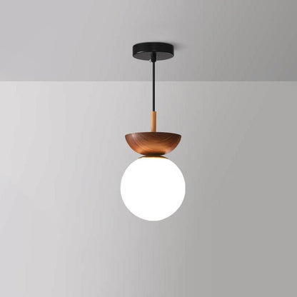 Japanese Style Ceiling Light | Minimal Wood and Frosted Glass Design In Ceiling or Pendant Form