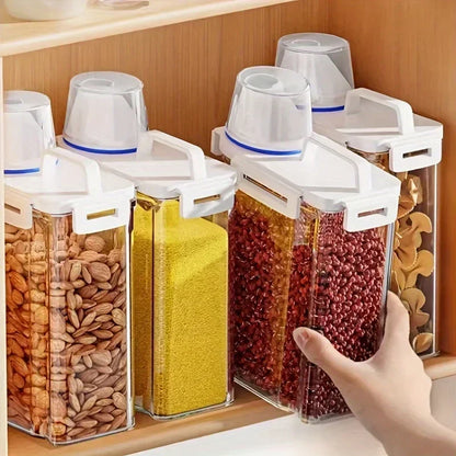 Airtight Grain Storage Container | 2.5L Rice and Cereal Dispenser With A Built In Measuring Cup