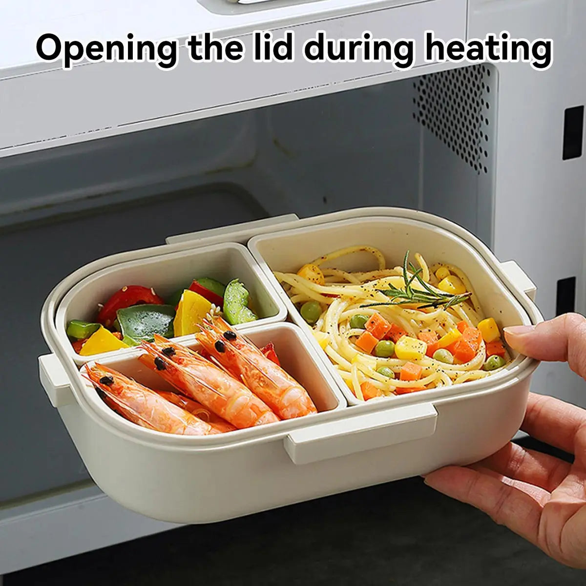 Crispcase Portable Bento Lunch Box | Leak Proof 3 Compartment Food Container For Work Lunches
