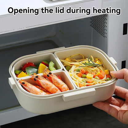Crispcase Portable Bento Lunch Box | Leak Proof 3 Compartment Food Container For Work Lunches