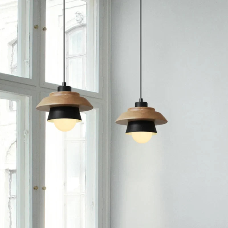 Nordic Wood Pendant Light | Colourful Macaron Design In Five Shades and Two Light Settings