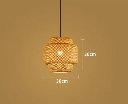 Natural Bamboo Pendant Lamp | Handwoven Rattan Light Fixture For Dining Rooms and Kitchens