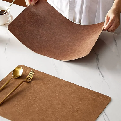 Twinlay Double Sided Faux Leather Placemats | Heat Resistant and Waterproof Table Mats For Dining