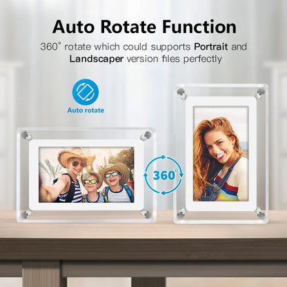 Lucidframe Acrylic Digital Photo Frame | Portable IPS Display With A Built In Battery Power