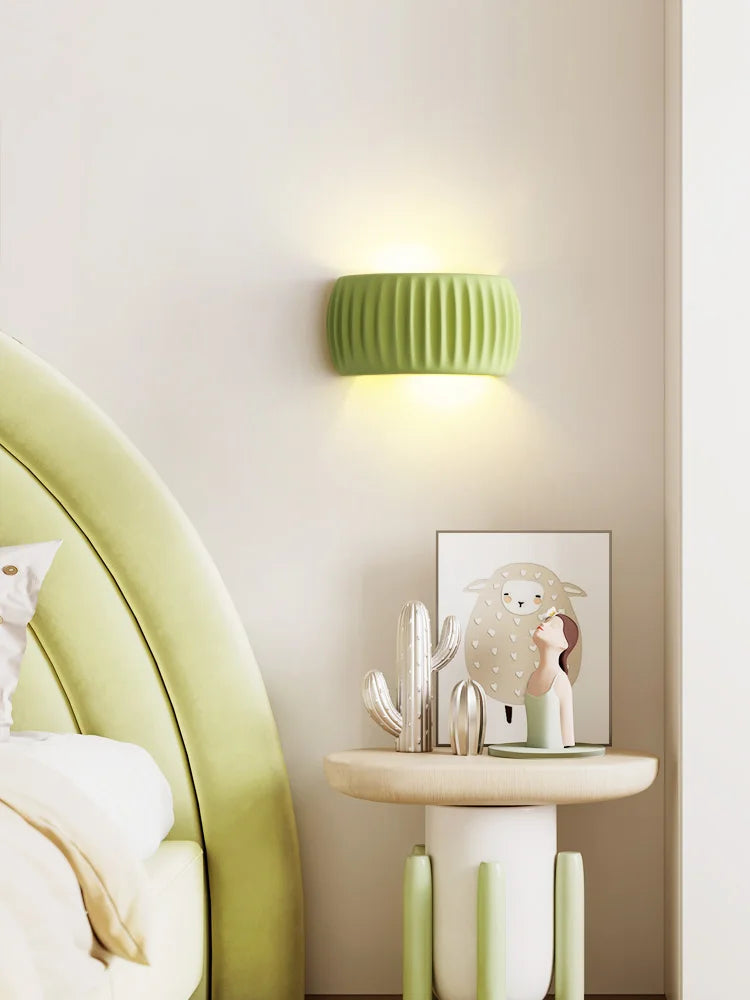 French Resin Wall Lamp | Textured Ribbed Modern Sconce With An Up and Down Light Emission Glow