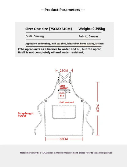 Canvara Canvas Kitchen Apron | Unisex Chef and Workwear Apron With An Adjustable Neck Strap