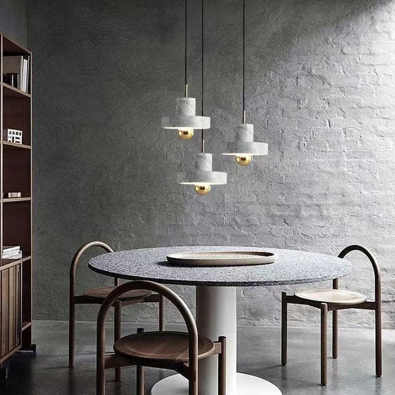 Marble Pendant Lamp | Natural Stone Postmodern Design In Black, Dark Green or White Marble