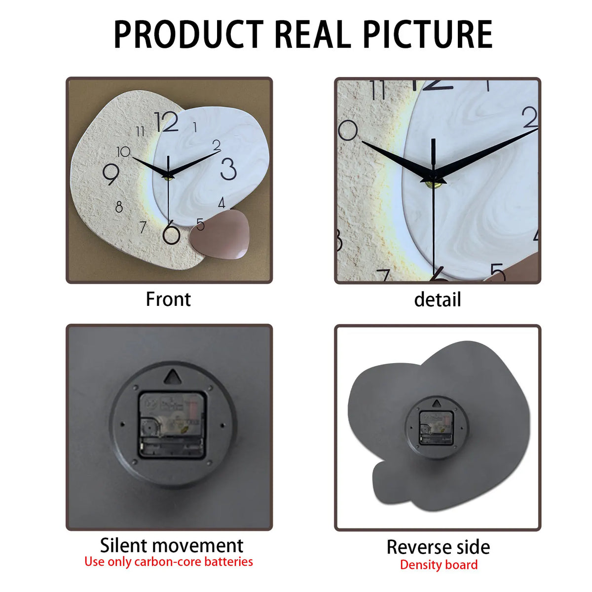 Slatehour Modern Wall Clock | Silent Quartz Stone Effect Clock For Offices, Halls and Studies