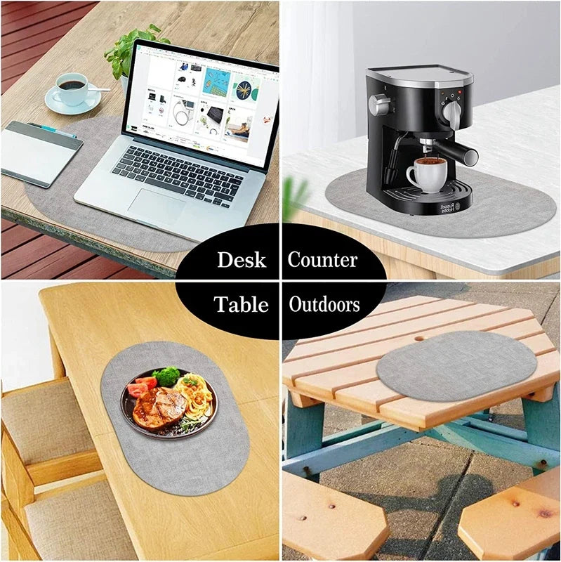 Slatelay Oval Faux Leather Placemats | Heat Resistant and Non Slip Table Mats For Dining Tables