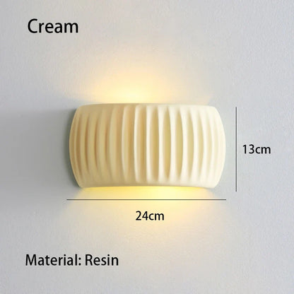 French Resin Wall Lamp | Textured Ribbed Modern Sconce With An Up and Down Light Emission Glow
