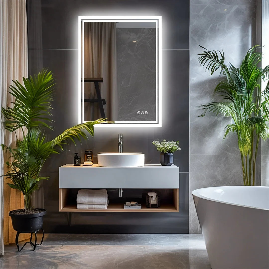Clarelle LED Bathroom Mirror | Frameless Backlit Dimmable Anti Fog Vanity Mirror In Three Sizes