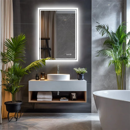 Clarelle LED Bathroom Mirror | Frameless Backlit Dimmable Anti Fog Vanity Mirror In Three Sizes