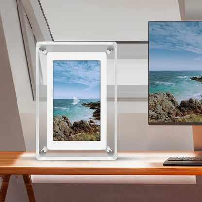 Lucidframe Acrylic Digital Photo Frame | Portable IPS Display With A Built In Battery Power