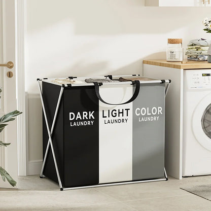 Sortbay Multi Section Laundry Hamper | Foldable Clothes Basket With Sorting Compartments For Whites