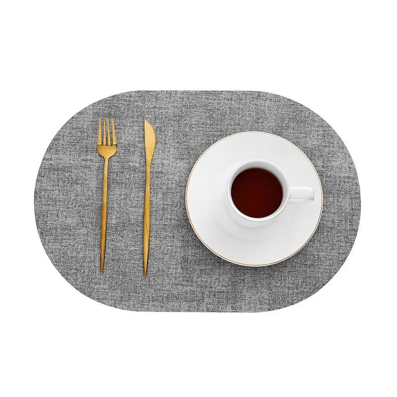 Slatelay Oval Faux Leather Placemats | Heat Resistant and Non Slip Table Mats For Dining Tables