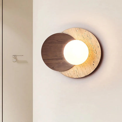 Wabi Sabi Stone Wall Lamp | Modern Natural Texture Design In Walnut or Natural Wood Timber