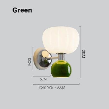 Nordic Pumpkin Wall Lamp | Modern Frosted Glass and Metal Sconce In Three Bold Shade Colours
