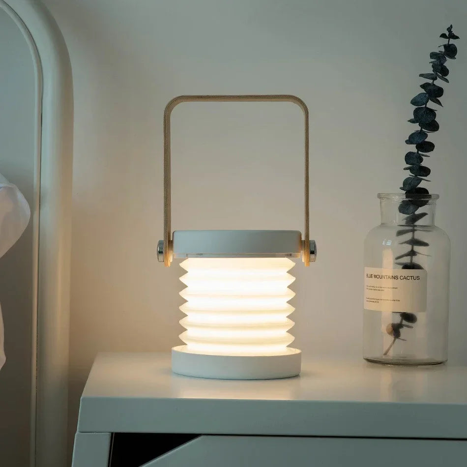 Creative Wooden Handle Portable Lantern | Folding Rechargeable Table Lamp In Three Colours