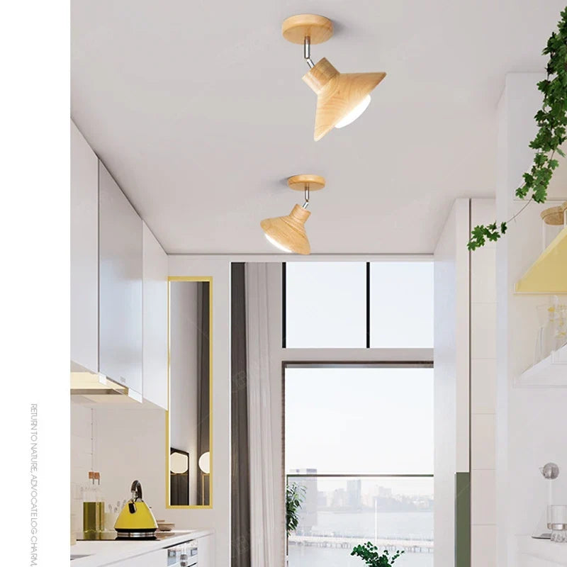 Timberlume Ceiling Lamp | Natural Timber Cone Design In Warm White or Cool White LED Light
