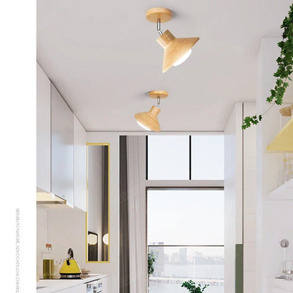Timberlume Ceiling Lamp | Natural Timber Cone Design In Warm White or Cool White LED Light