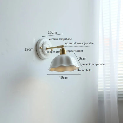 Nordic Cream Ceramic Wall Lamp | Vintage Style Sconce For Bedrooms, Halls and Landing Walls