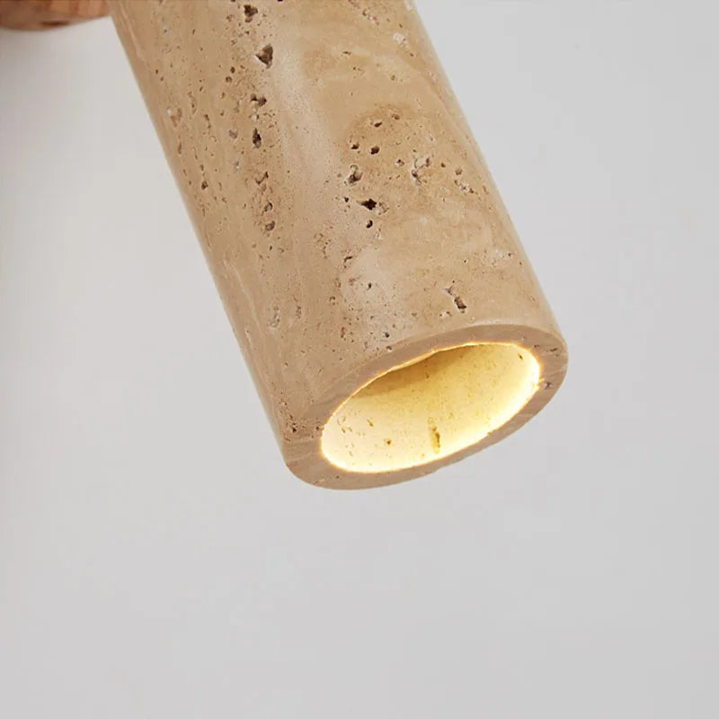 Terravane Wall Lamp | Wabi Sabi Travertine and Wood Light For Quiet, Muted Natural Interiors